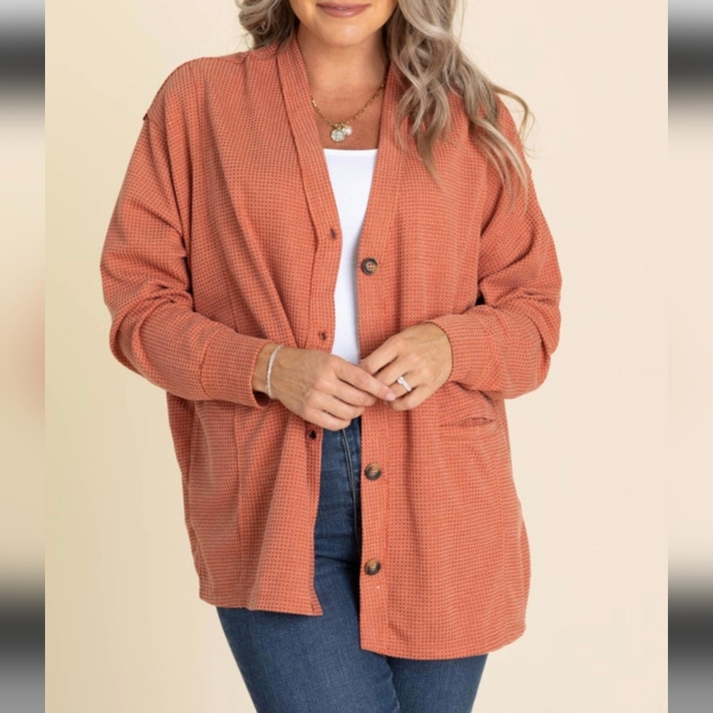 Andree By Unit NWT Knit Button Down Oversized Cardigan With Pockets Medium